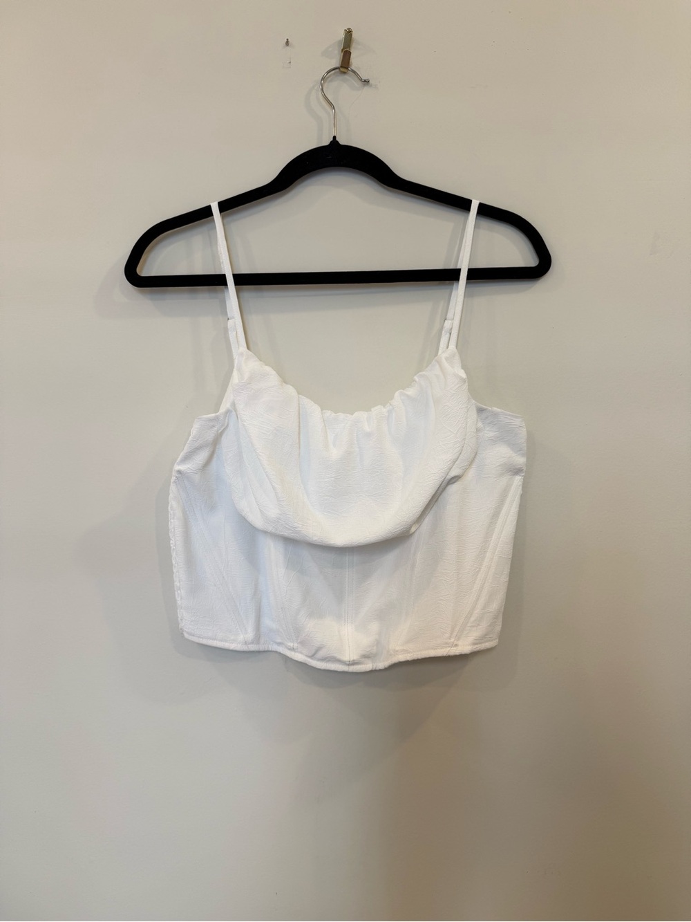 entro White Draped Cowl Cami Crop Top